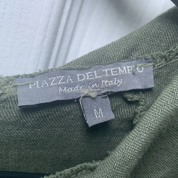 Piazza Del Tempo olive green linen dress size medium - Picture 3 of 7